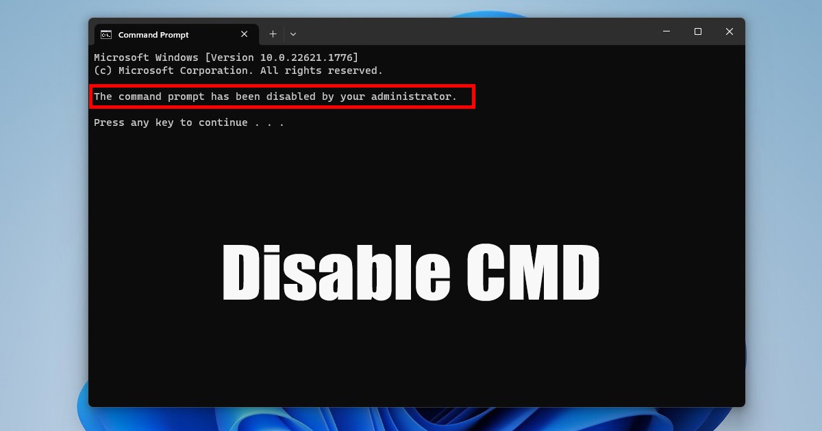 How to Disable Command Prompt on Windows 11